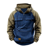 Advbridge American Vintage Patchwork Mens Hoodie Multi Pocket Long Sleeve Zipper Hooded Sweatshirts Spring Autumn Fashion Casual Tops