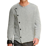 Advbridge Fashion Men Coarse Needle Knitted Sweater Retro Diagonal Placket Cardigan Autumn Winter Grey Casual Knitwear Coat Streetwear