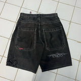 Advbridge Streetwear Shorts Y2K Pants Hip Hop Retro Embroidery Black Denim Gym Baggy Jeans Shorts New Mens Basketball Shorts