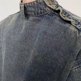 Advbridge Vintage Distressed Men's Denim Sweatshirt Release High Collar Luxury Design Tops Pullover Autumn  Winter Harajuku Unisex Hoodie