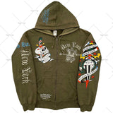 Advbridge Y2K Hoodies Joker Casual Versatile Harajuku Style Zipper Sweatshirt Men Gothic Rock Skull Bones Oversized Hoodie Men Streetwear