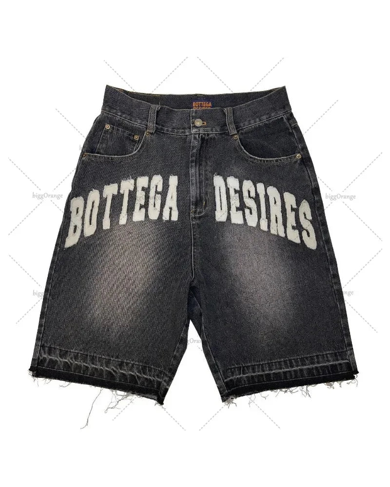 Advbridge 90s Streetwear American New Letter Embroidery Wash Jeans Shorts Y2K Street Fashion Harajuku Vintage Oversized Jeans Male Gothic Punk Shorts