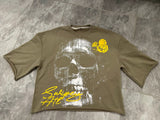 Advbridge New High Street Retro Rock Skull Print Oversized T-shirt Harajuku Gothic Punk Style Graphic Top Men Y2K Trendy Brand Streetwear