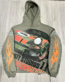 Advbridge American Retro Trendy Streetwear Rock Punk Style Harajuku Anime Car Print Hoodie Men Goth Fashion Casual Oversized Sweatshirt