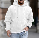 Advbridge Autumn Solid Jacquard Print Hoodie For Men Long sleeved Lace Up Hooded Pullover Casual Loose Oversize Tops Men's Clothing