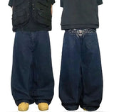 Advbridge Vintage Skull Print Gothic Fashion Trend Embroidery Street Y2k Casual Denim Pants Straight Wide Leg Jeans for Men Women