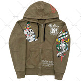 Advbridge Y2K Hoodies Joker Casual Versatile Harajuku Style Zipper Sweatshirt Men Gothic Rock Skull Bones Oversized Hoodie Men Streetwear