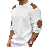 Advbridge Men Patchwork Suede Knit Sweater Slim Fit Long Sleeve O-neck  Knitwear Spring Autumn Fashion Knitted Pullover Tops Streetwear