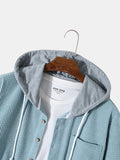 Advbridge Spring Autumn Patchwork Thick Hooded Shirt Men Waffle Long sleeved Hoodie Fashion Casual Loose Sweatshirt Tops Oversized Shirts