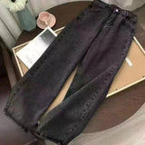 Advbridge Y2k Jeans New Harajuku Flame Embroidered Hip Hop Street Leisure Denim Pants Men Clothing High Waist Straight Leg Wide Leg Jeans 1017