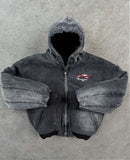 Advbridge 2024 High Street Trendy Brand Streetwear Harajuku Retro Embroidery Splash Ink Wash Denim Jacket Men Hip Hop Casual Hooded Coat