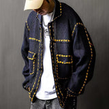 Advbridge American Jacquard Vintage Knitted Jacket For Men Autumn Winter Turndown Collar Sweater Cardigan Fashion Streetwear Kint Tops