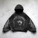 Advbridge Gothic Punk Style Y2K Harajuku Retro Hoodie Cross Hip-hop Casual Loose Oversized Sweatshirt Men American Trend Brand Streetwear