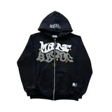 Advbridge Y2k Printed Men Zip Up Hoodies  Hip Hop Oversized Pocket Sweatshirt Anime Harajuku Punk Streetwear Clothes Loose Pullover Hoodie