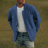 Advbridge Spring Autumn Men Solid Color Jacket Double Pocket Casual Loose Fit Lapel Coat Trendy Fashion Outerwear Outerwear Streetwear