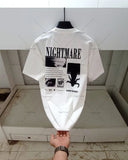 Advbridge High Street Fashion Brand Clothing American Retro Car Print Oversized T-Shirt Street Hip-Hop Casual Versatile Cotton Men's Top