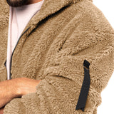 Advbridge New Men's Hooded Jacket Autumn Winter Solid Polar Fleece Warm Long Sleeve Casual Loose Coat  Fashion Hoodies Outerwear For Men