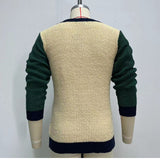 Advbridge Autumn Winter Youth Mens Patchwork Knitwear Long Sleeve Collarless Coarse Wool Sweater Fashion Button Cardigan Coat Men Clothing
