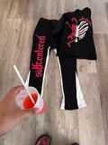 Advbridge Y2k Pullover Long Sleeved Hooded Sweater Casual Pants Set With Skull Pattern Print Oversize Streetwear Hip-Hop Rap Vintage 2024