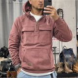 Advbridge Autumn Winter Men's Hoodie Multi Pocket Long Sleeve Zipper Hooded Pullover European Retro Tops Vintage Safari Style Sweatshirts