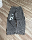 Advbridge 2024 American Retro Striped Washed Baggy Jeans Women Y2K Harajuku Street Hip Hop Anime Print Trend Straight Wide Leg Pants Men