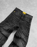 Advbridge Y2k Jeans New Harajuku Flame Embroidered Hip Hop Street Leisure Denim Pants Men Clothing High Waist Straight Leg Wide Leg Jeans 1017