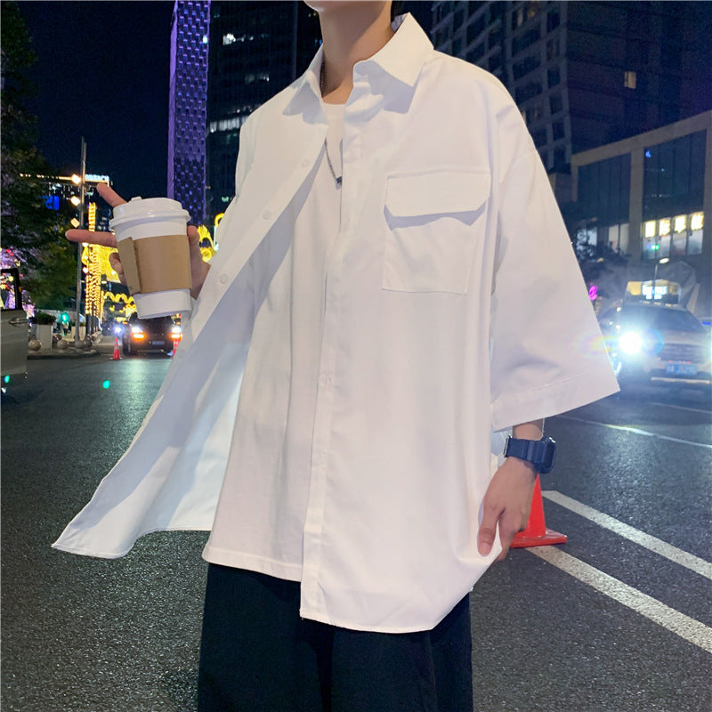 Advbridge Workwear Shirt Men's Short Sleeve Summer Ice Silk Thin Shirt 2024 Loose Half Sleeve Top Coat