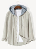 Advbridge Spring Autumn Patchwork Thick Hooded Shirt Men Waffle Long sleeved Hoodie Fashion Casual Loose Sweatshirt Tops Oversized Shirts