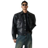 Advbridge Shoulder Pad Design Jacket For Men Spring Autumn Fashion Slim Fit Biker Leather Coats Motorcycle PU Leather Jackets Streetwear