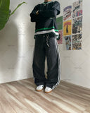 Advbridge 2024 American Retro Striped Washed Baggy Jeans Women Y2K Harajuku Street Hip Hop Anime Print Trend Straight Wide Leg Pants Men