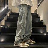 Advbridge 90s Streetwear Y2k streetwear men baggy jean American high street trend star patch straight loose versatile wide-leg pant for mopping the floor