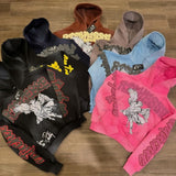 Advbridge Hip-hop Punk Trend Brand Streetwear Tops Y2K Harajuku Letter Print Colorful Hoodie Men Retro Casual Loose Oversized Sweatshirt