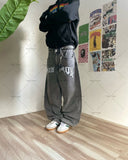 Advbridge 2024 American Retro Striped Washed Baggy Jeans Women Y2K Harajuku Street Hip Hop Anime Print Trend Straight Wide Leg Pants Men