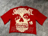 Advbridge New High Street Retro Rock Skull Print Oversized T-shirt Harajuku Gothic Punk Style Graphic Top Men Y2K Trendy Brand Streetwear