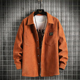 Advbridge Spring Autumn Men's corduroy shirt Safari Style Long Sleeve Lapel jacket top Casual Loose High Quality Shirts Mens Clothing