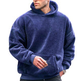 Advbridge Flannel Hoodie Men Winter Lamb Fur Solid Color Hooded Pullover INS Style Fashion Loose Warm Tops Sweatshirt Youth Streetwear