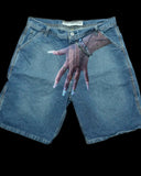 Advbridge 90s Streetwear Gothic Finger Hip Hop Graphic Print Denim Shorts Y2k Retro Blue Baggy Gym Shorts Fashion Streetwear Jorts Men Basketball Shorts
