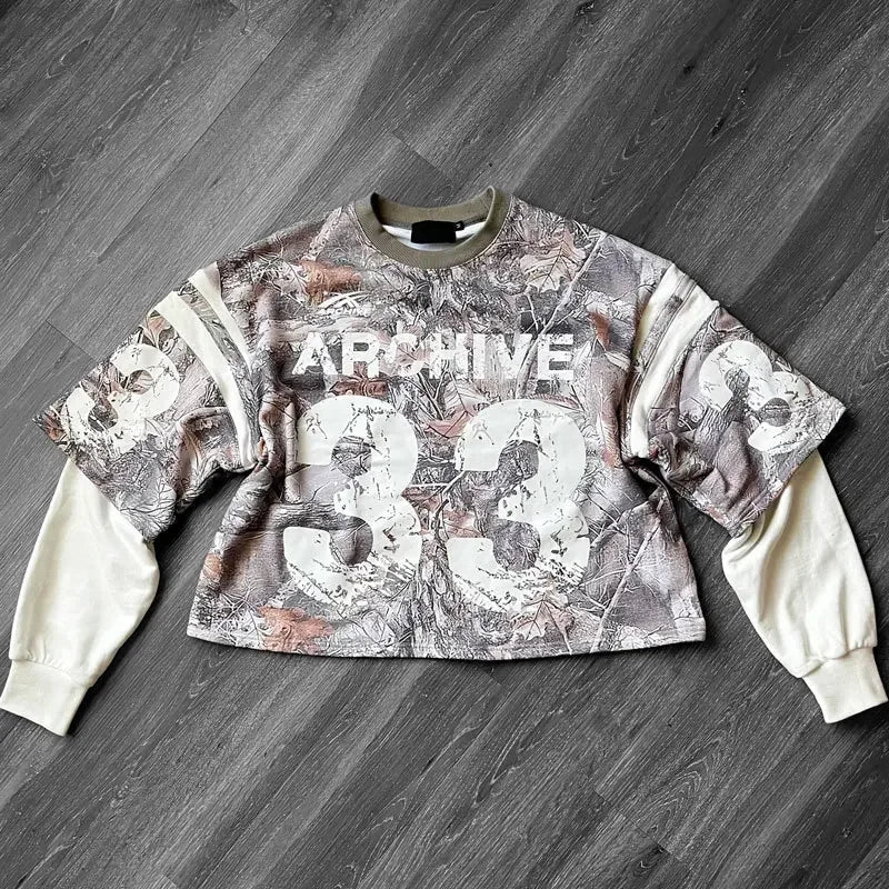 Advbridge Y2K T Shirt Men New Sports Shirt Male Gothic Oversize Camouflage Leaf pattern Long Sleeves T Shirt Hip Hop Sweatshirt Streetwear