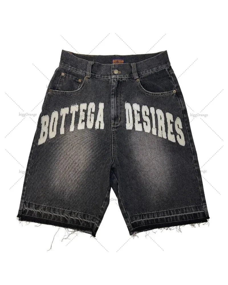 Advbridge 90s Streetwear American New Letter Embroidery Wash Jeans Shorts Y2K Street Fashion Harajuku Vintage Oversized Jeans Male Gothic Punk Shorts