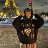 Advbridge Harajuku Hoodies Women Retro Y2k Oversize Zipper Letter Embroidery Sweatshirts Autumn Winter Clothes Women K Pop Clothes Anime