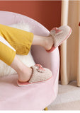 Advbridge Winter Warm Home Slippers Bowknot Cotton Shoes Cute Lovely Cartoon Indoor Bedroom House Women Men Lovers Fur Slides Slippers