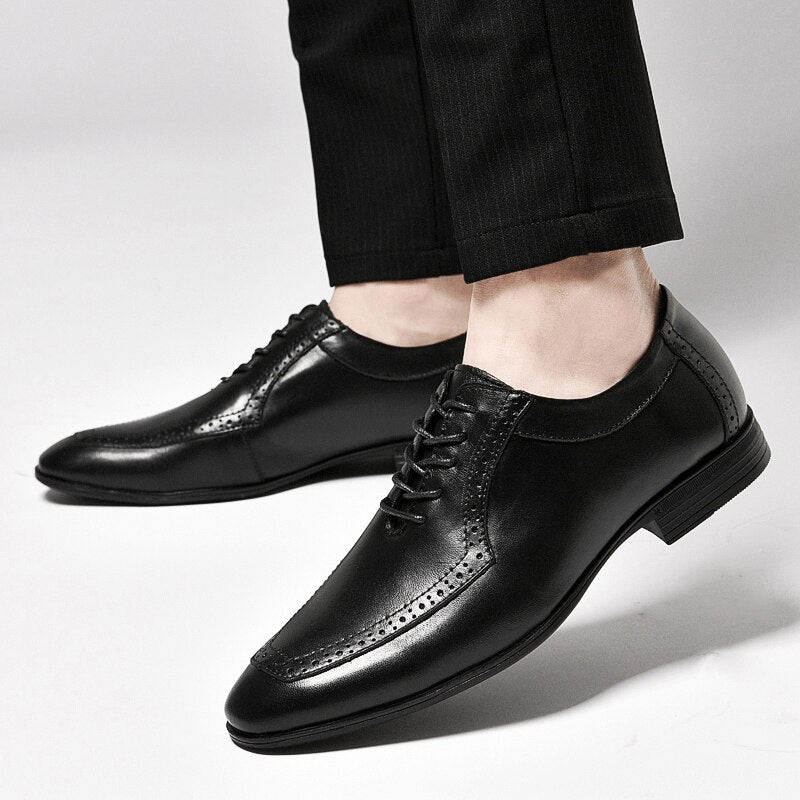 Advbridge Luxury Brand Genuine Leather Fashion Men Business Dress Loafers Oxford Breathable Formal Wedding Shoes Big Size British Style