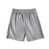 Advbridge Draped Velvet Shorts For Mens Cotton Sports Gray Loose Stitching Street Five-point Pants ManTrend Workwear