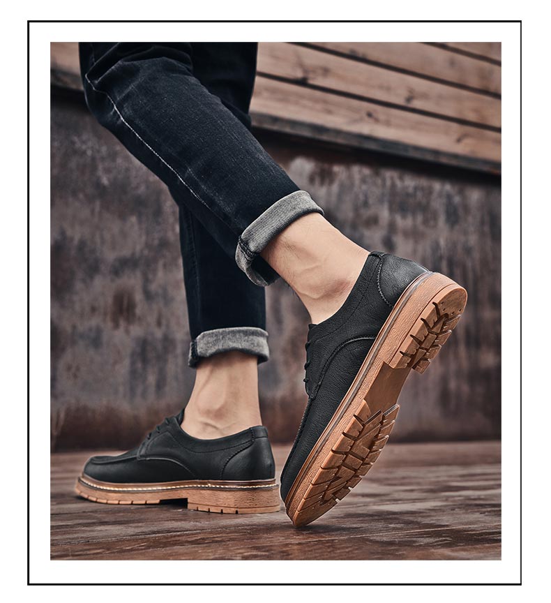 Advbridge Casual men's leather shoes new soft bottom autumn and winter British style trend casual all-match men's shoes
