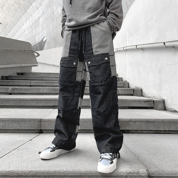 Advbridge Men's Loose Classic Jeans Casual Pants Dark Ins Stitching Cl ...