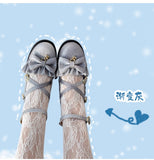Advbridge Kawaii girl sweet lolita shoes star pearl lace bowknot princess kawaii shoes round head thick heel women shoes loli cosplay cos