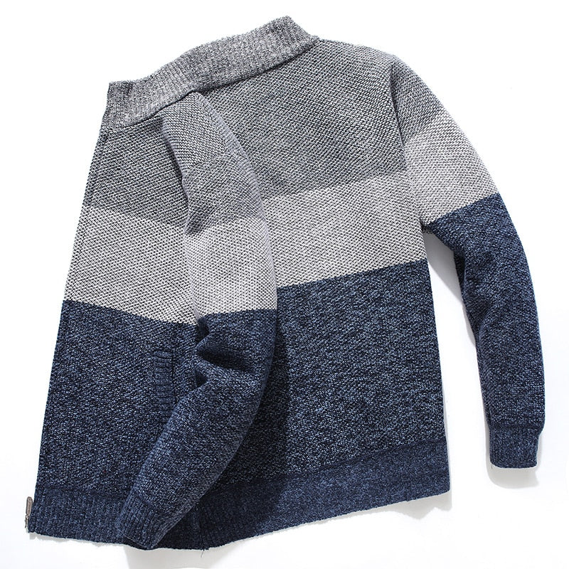 Advbridge New Cardigan Men Sweater Striped Grey Men&#39;s Sweater Oversized Knitted Cardigan Warm Clothes For Man 3XL Korean Style Homme