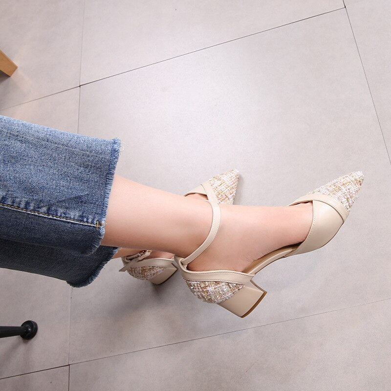 Advbridge New Summer  Sandals Female Chunky-Heel Wild Fashion Surest Tips in Her Big Code 41-43 Obesity Width Sandals