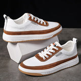 Advbridge Non-Slip Men Sneakers White Casual Male Leather School Shoes Fashion Flat High-Quality Shoe Comfortable Lace-up Solid Men Shoes