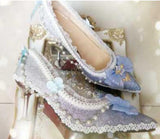 Advbridge princess daily japanese high heel vintage lace bowknot bandage kawaii shoes cosplay loli women shoes Lolita shoes sweet